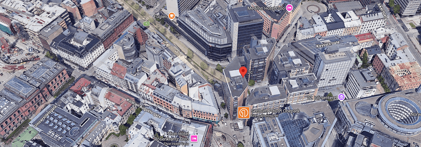 Kart som viser Agelas kontoradresse i Oslo